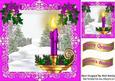 Pretty Cerise and Gold Candle with Snow Scene 8x8