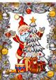 Santa with Silver Christmas Tree and Toys A4