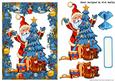 Santa with Christmas Tree and Toys in Blue Frame