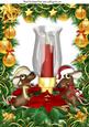Cute Mice in Santa Hats with Candle & Gold Baubles A4