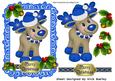 Little Reindeer in Blue with Holly
