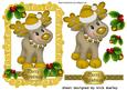 Little Reindeer in Gold with Holly
