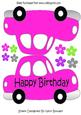 Lovely Pink Cut and Fold Car Card with Flowers A5