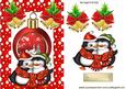 Cuddle Penguins with Bauble and Bows in Snow Frame