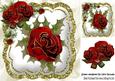 Single Red Winter Rose with Holly, and Glitter 8x8