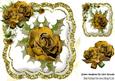 Single Gold Winter Rose with Holly, and Glitter 8x8
