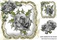Single Silver Winter Rose with Holly, and Glitter 8x8
