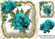 Single Turq Winter Rose with Holly, and Glitter 8x8