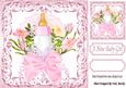 Babys Pink Bottle with Bow in Scroll Frame 8x8