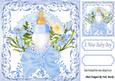 Babys Blue Bottle with Bow in Scroll Frame 8x8