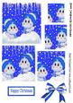 Little Bluebirds in the Snow with Hat and Scarf on Pyramids