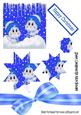 Bluebirds in the Snow with Hat and Scarf on Star Pyramids