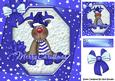 Lovely Reindeer with Royal Blue Bow and Stars 8x8