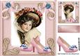 Pretty Vintage Lady with Rose Bonnet and Shoes 8x8