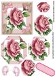 Pretty Pink Painted Victorian Roses Hexagon Pyramids