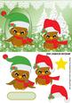 Cute Owls in Santa Hats with Christmas Tree