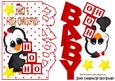 Babys First Christmas with Cute Penguin Over the Edge