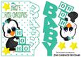 Babys First Christmas with Cute Turq Penguin Over the Edge