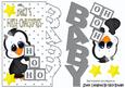 Babys First Christmas with Cute Silver Penguin Over the Edge