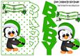 Babys Christmas with Cute Penguin with Green Bauble