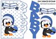 Babys Christmas with Cute Penguin with Blue Bauble