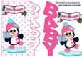 Baby Girl Christmas with Cute Penguin with Pink Present
