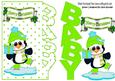 Baby Girl Christmas with Cute Penguin with Green Present