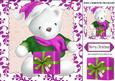 Cuddle White Big Bear with Pink Present 8x8