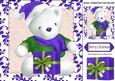 Cuddle White Big Bear with Purple Present 8x8