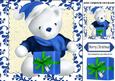 Cuddle White Big Bear with Blue Present 8x8