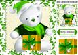 Cuddle White Big Bear with Green Present 8x8