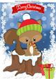 Cute Squirrel Sitting on a Log with Snow A4