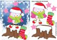Cute Little Bird in Green Scarf. Sitting on a Log with Snow