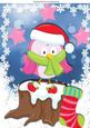 Cute Little Bird in Green Scarf Sitting on a Log A4