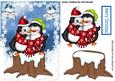 Cuddle Penguins in Red Scarf on a Snow Log
