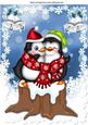 Cuddle Penguins in Red Scarf on a Snow Log A4