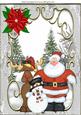 Santa and Friends in the Snow in Ornate Frame A4