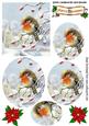 Pretty Robin on a Branch of Berries with Snow Oval Pyramids