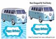 Blue Split Screen Campervan Over the Edge Card