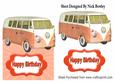 Orange Split Screen Campervan Over the Edge Card