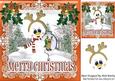 Snowman with Bauble and Bells in the Snow Gold Frame 8x8