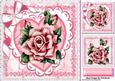Pink Vintage Rose on Heart and Lace 8x8