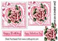 Pink Vintage Rose on Heart and Lace Card Front