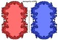 Pretty Scroll Antique Card/toppers in Red and Royal Blue