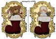 Wooden Teddy and Snowman Stocking on Antique Frame