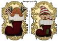Wooden Elf and Gingerbread Stocking on Antique Frame