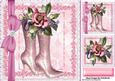 Pretty Pink Boots with Roses on Lace with Bow 8x8