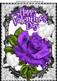 My Valentine, Purple Rose, and White Doves, Black Lace A4