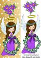 Pretty Angel in Purple with Holly Wreath and Bow Dl