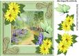 Pretty Lavender Woodland with Yellow Flowers and Butterfly